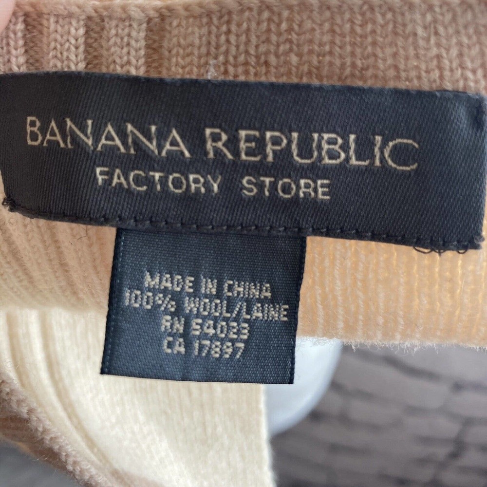 Banana Republic Scarf Wool Cream Knit Rectangle Unisex Ribbed - Picture 4 of 9